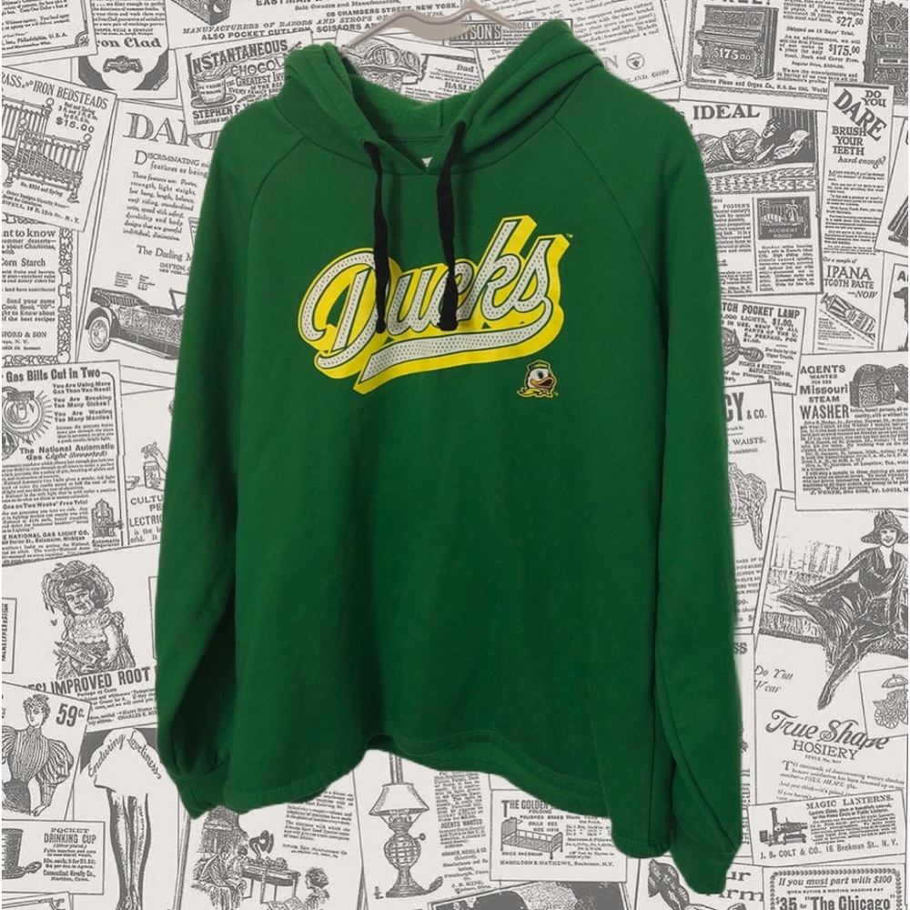 Oregon Ducks Fanatics Branded Women's Script Raglan Pullover Hoodie Size XL